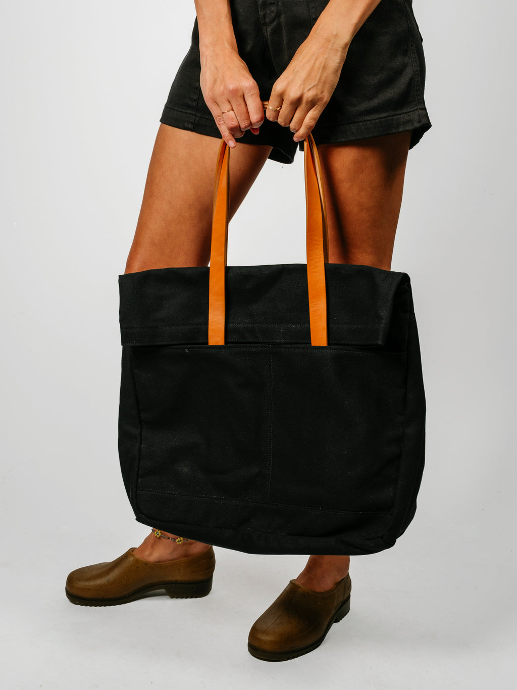 Canvas and Leather Fold Weekender | Black