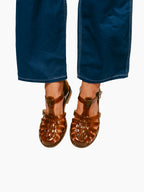 French Recycled Hemp Fisherman Sandals in Sepia