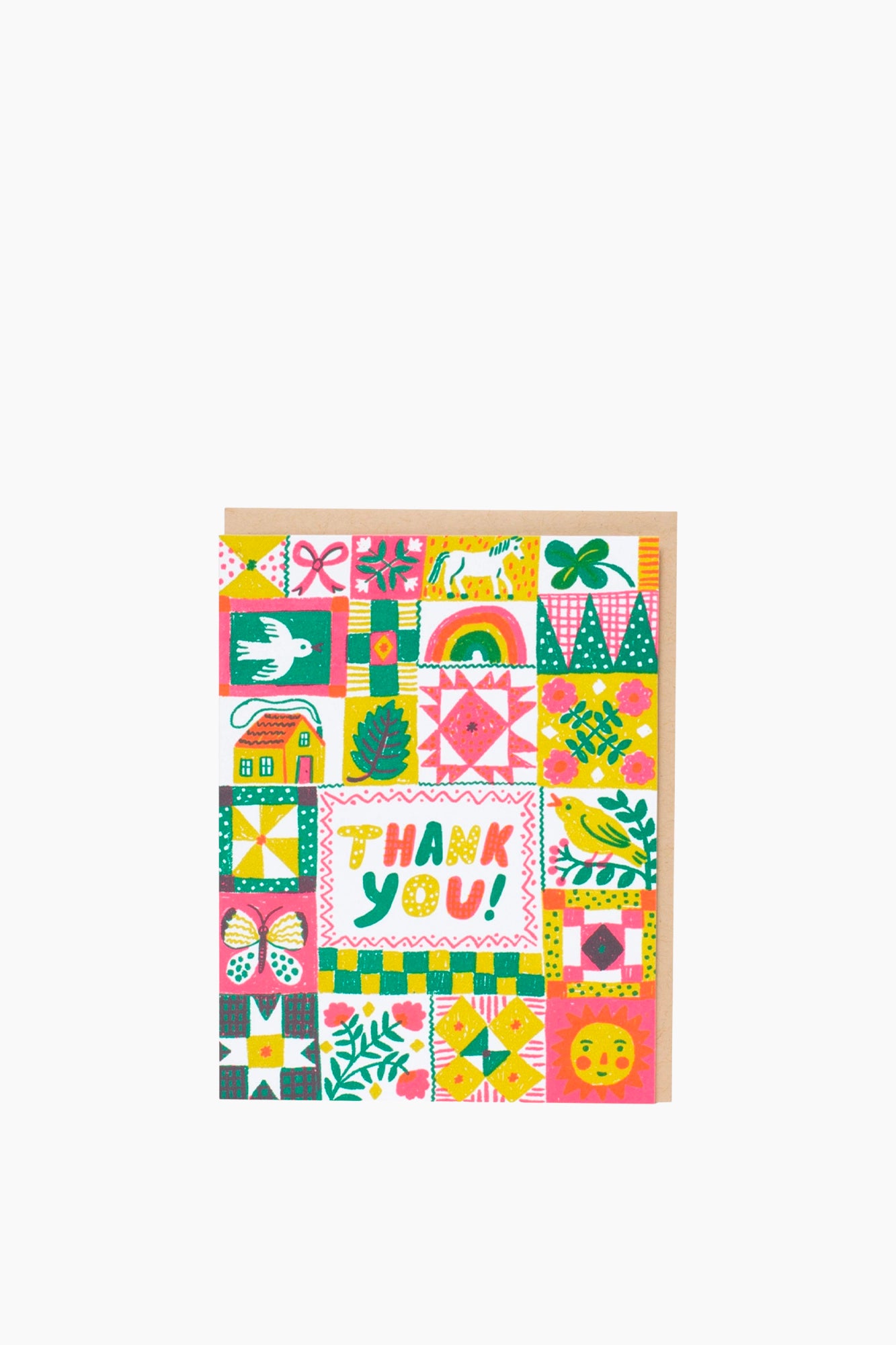 Folk Quilt Thanks Card