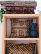 Lynette Hand Block Printed Linen Pillow | Teal