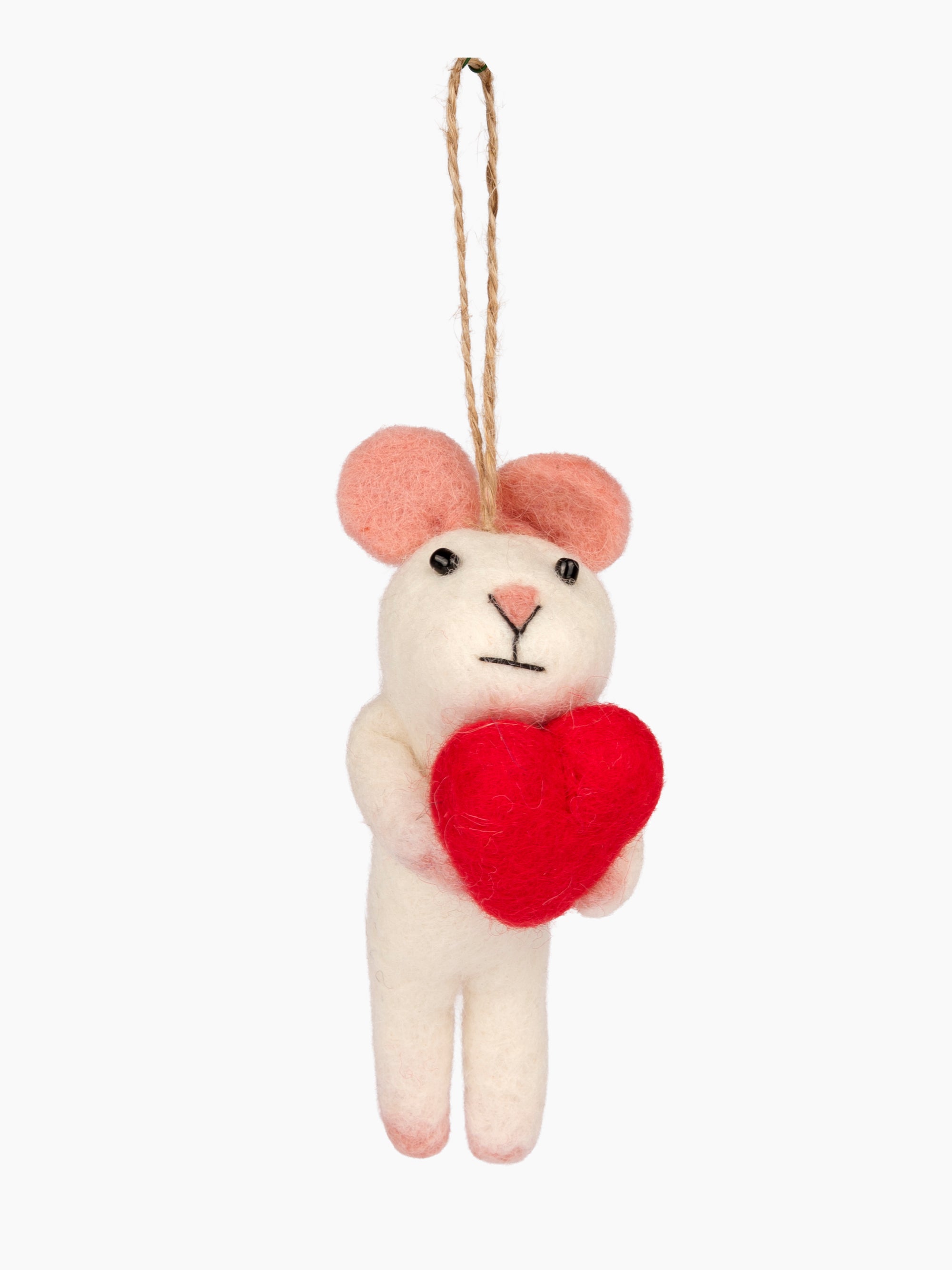 Felt Mouse Holding Heart Ornament