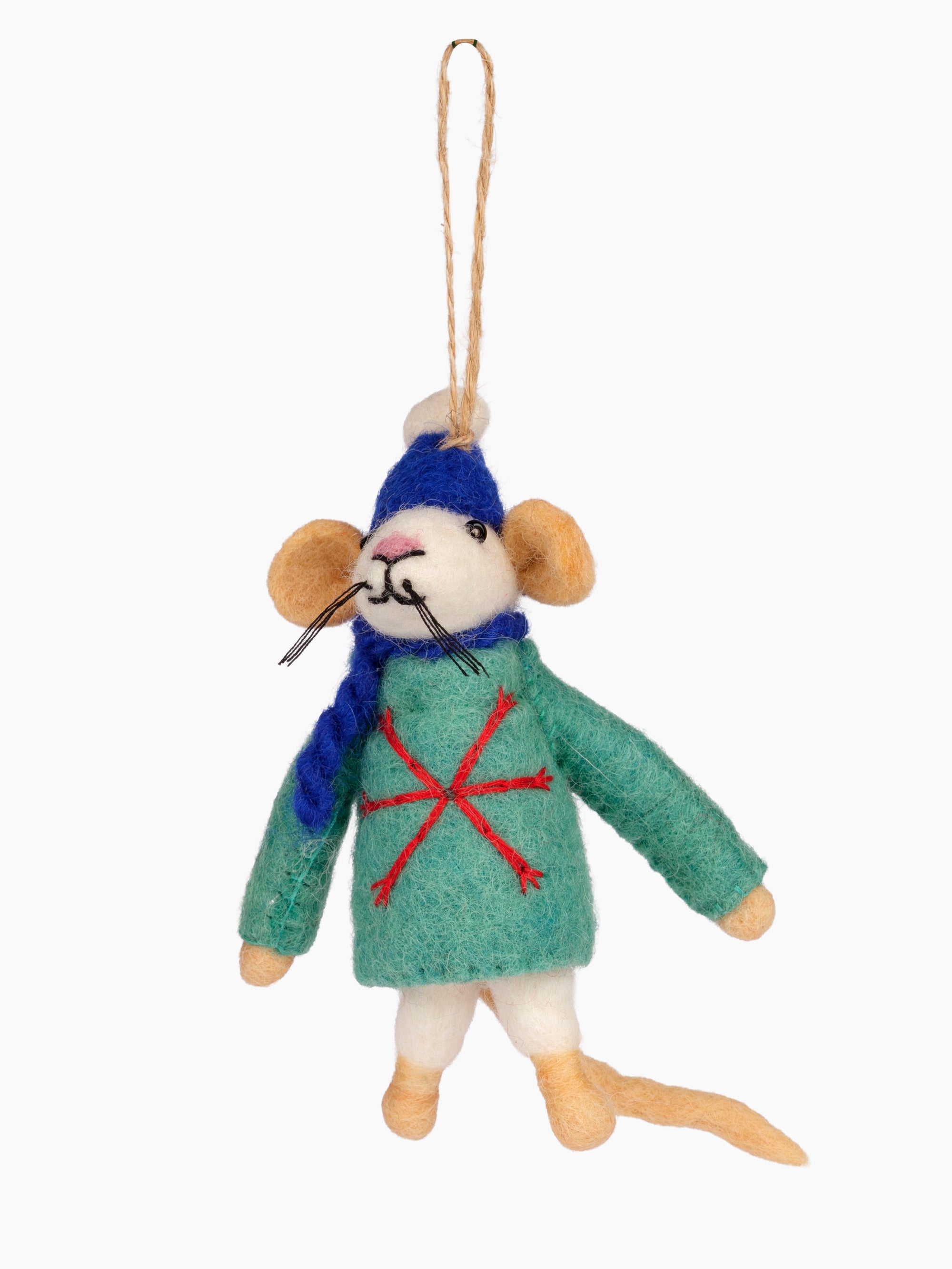 Felt Mouse in Sweater Ornament
