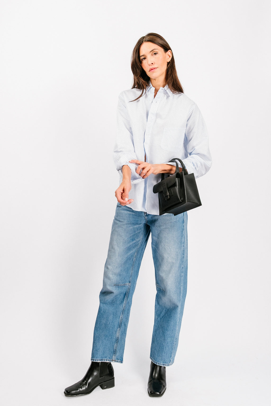 Catalina Button Down Shirt | Powder Blue Stripe