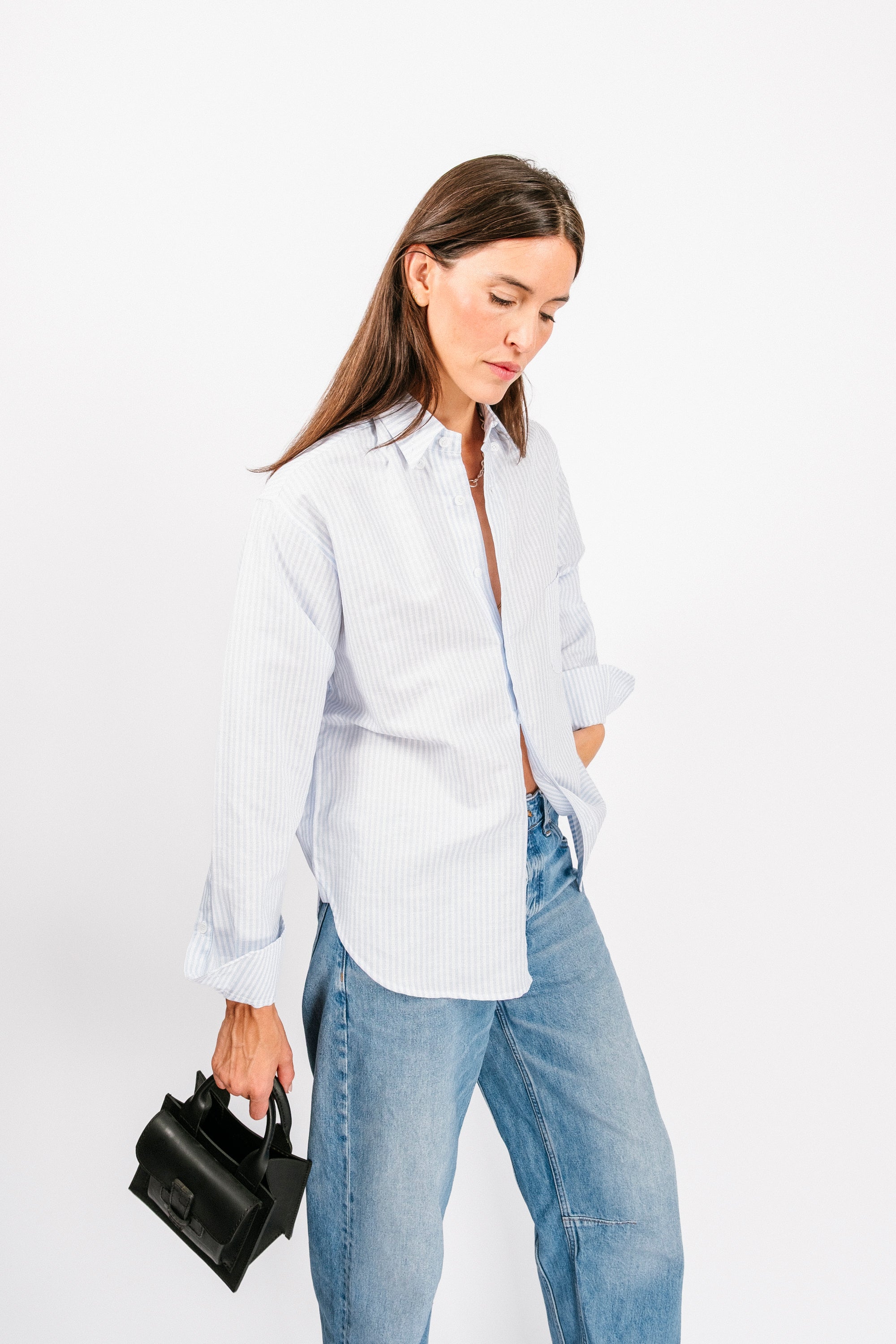 Catalina Button Down Shirt | Powder Blue Stripe