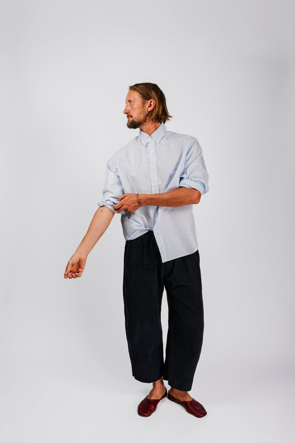 Catalina Button Down Shirt | Powder Blue Stripe