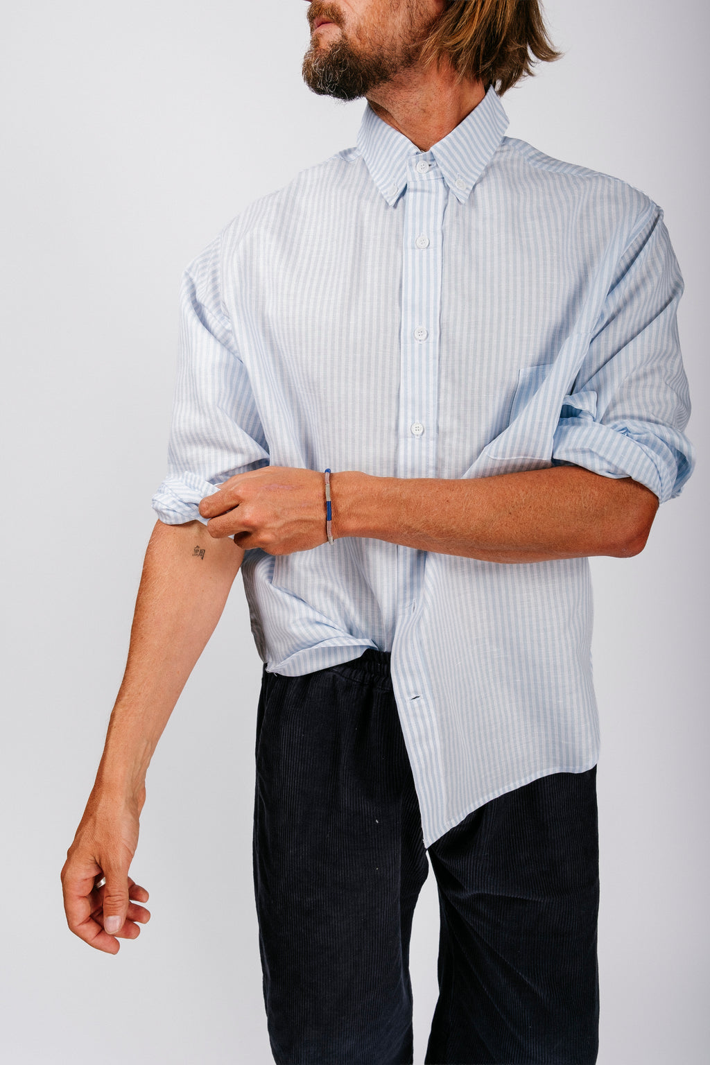 Catalina Button Down Shirt | Powder Blue Stripe