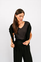 Paige V-Neck Tee | Black