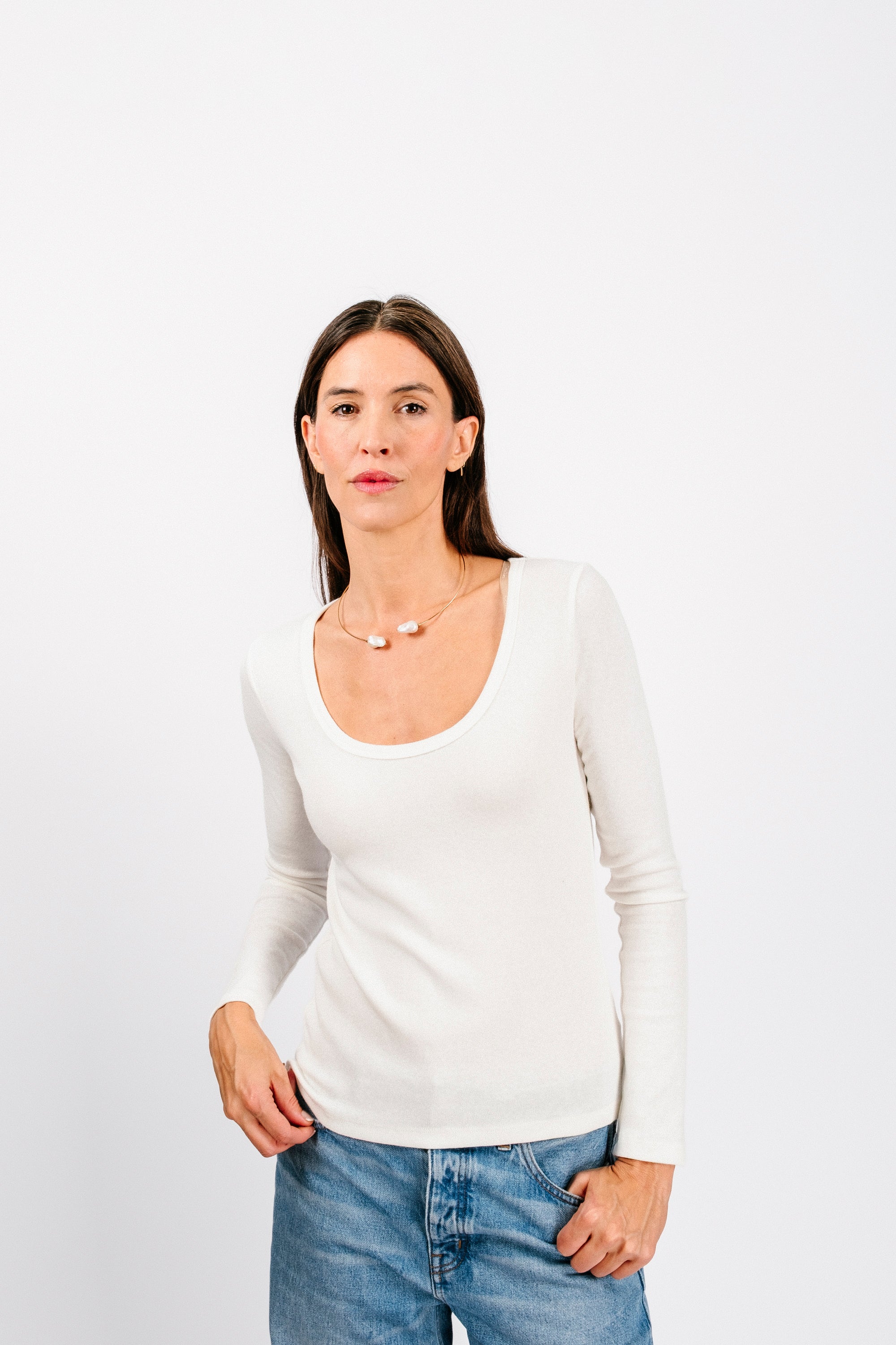 Paseo Long Sleeve Tee | Washed White