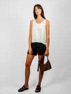 Sophie 100% Hemp Cropped Tank | Washed White