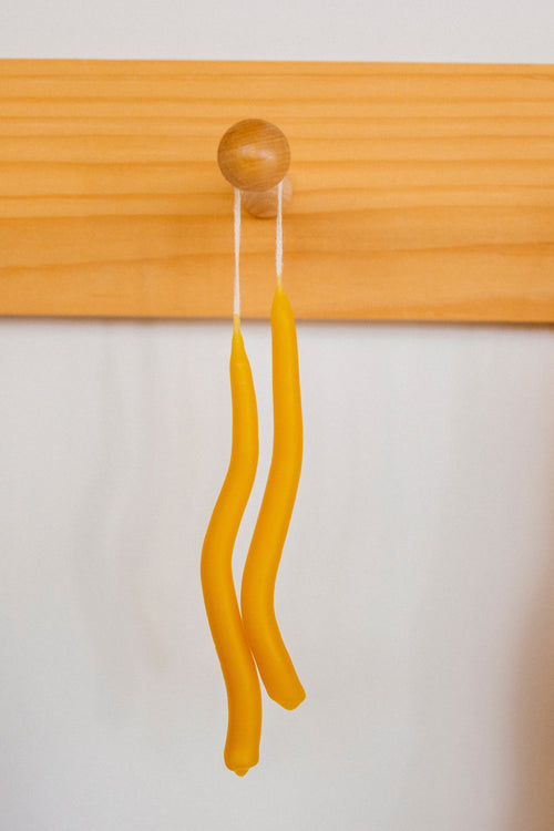 Beeswax Squiggle Taper Candles