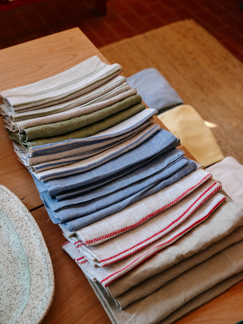 Italian Linen Napkin | Blue Stripes