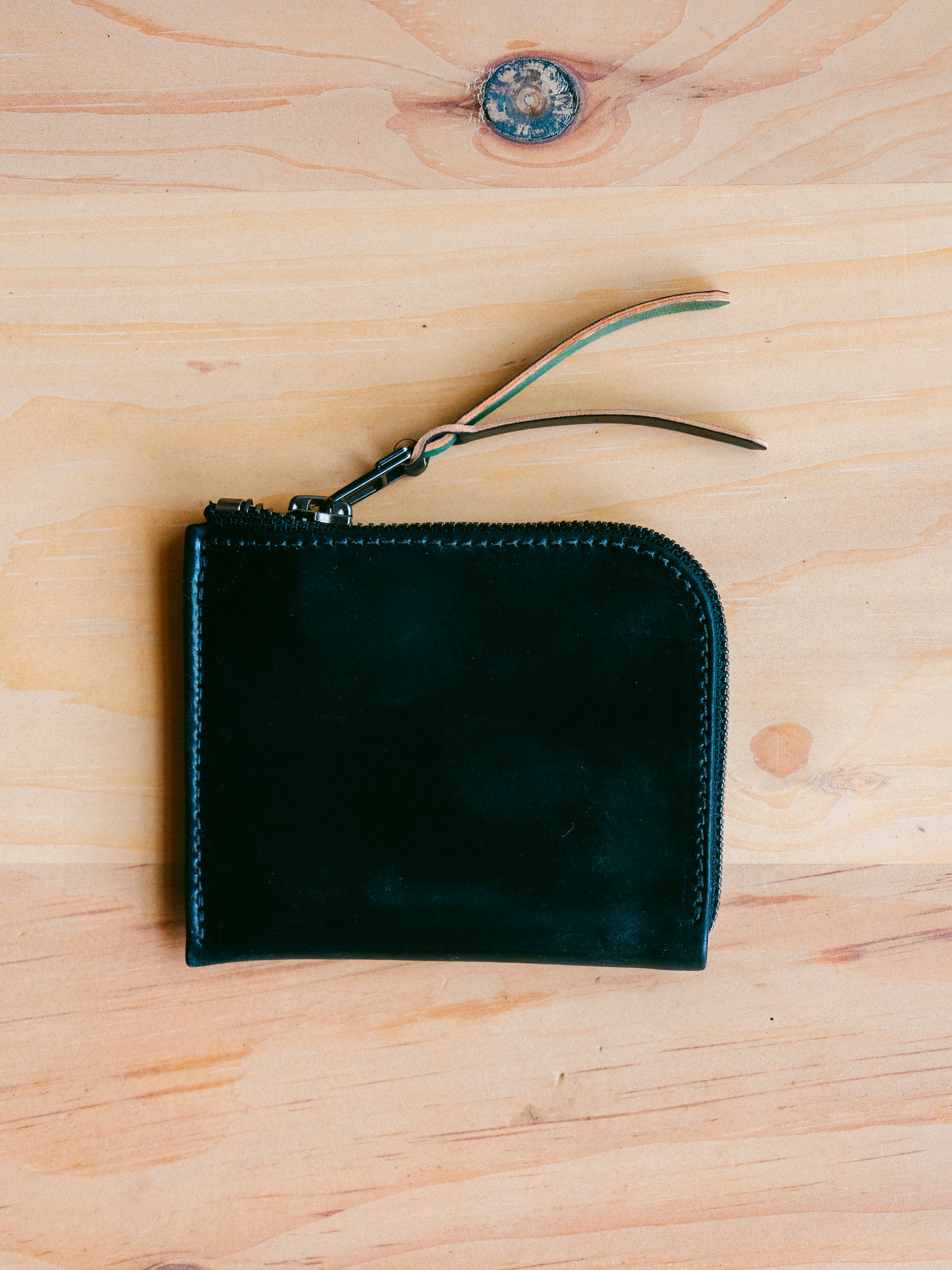Cordovan Zip Wallet | Black Shell