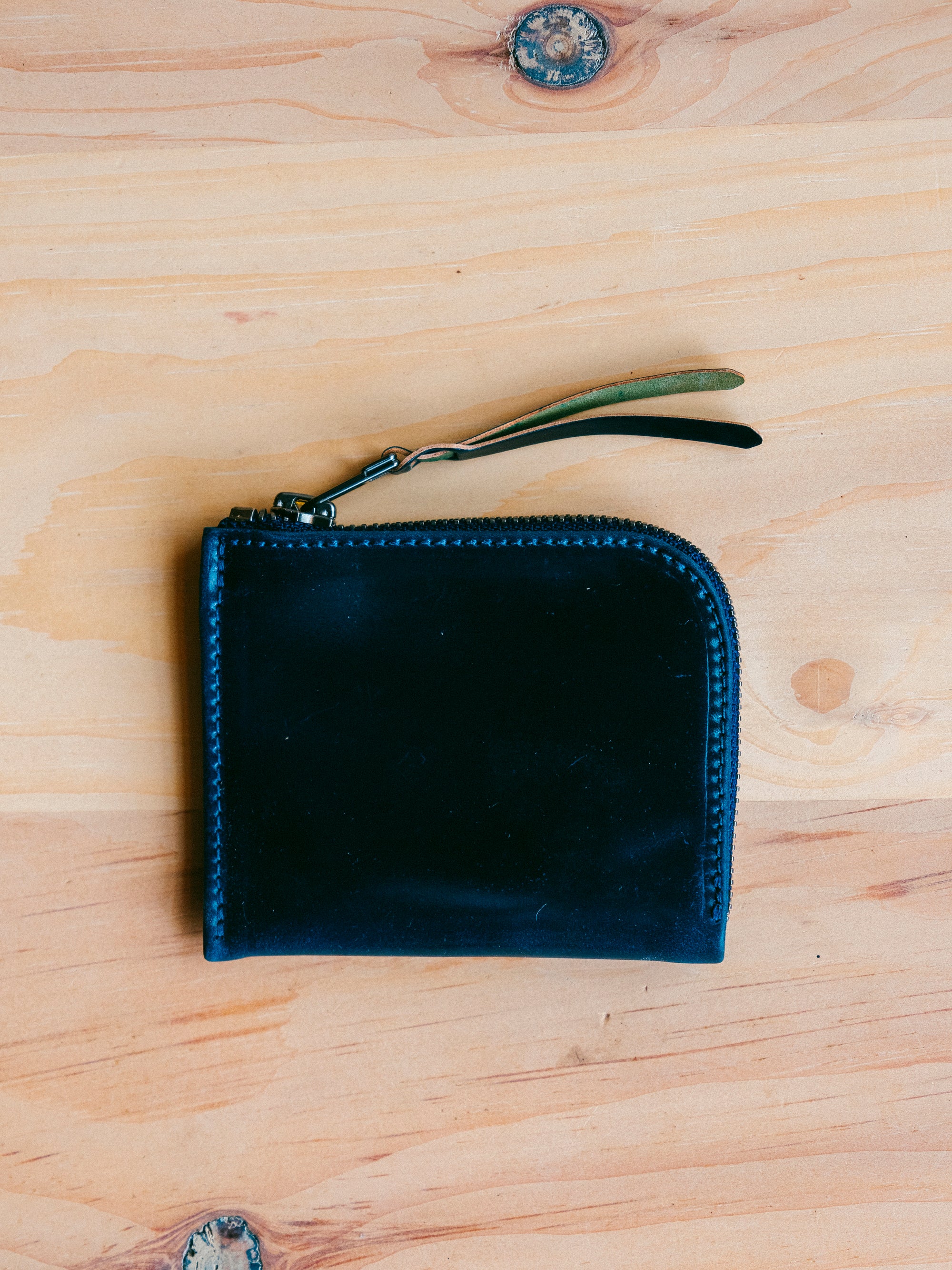 Cordovan Zip Wallet | Navy Shell
