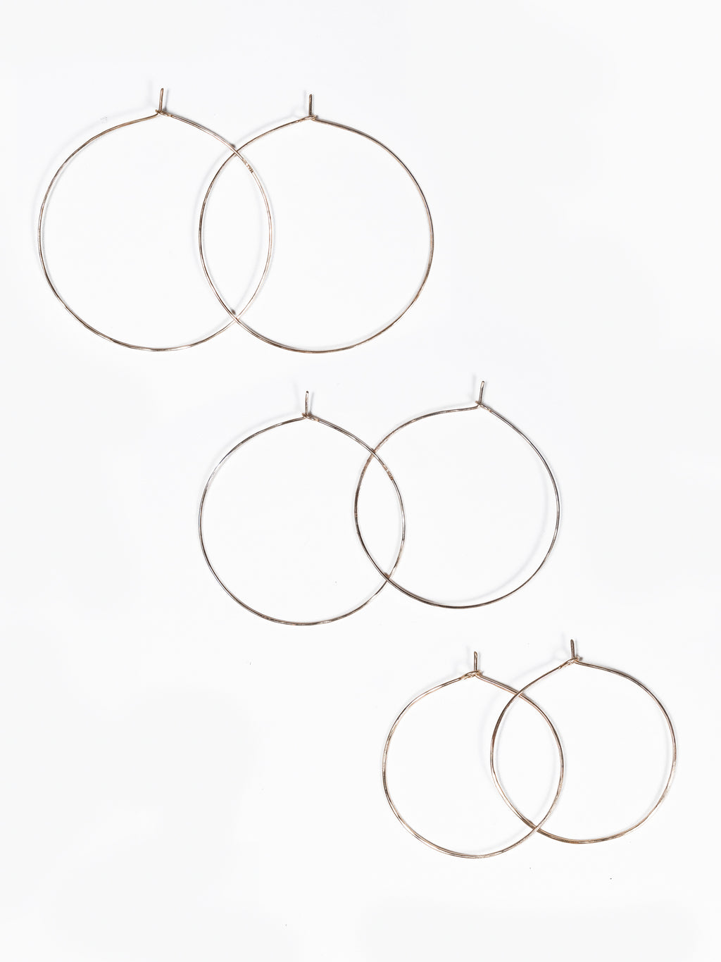 14K Hammered Hoops