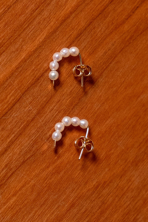 Baroque Pearl Crescent Hoops