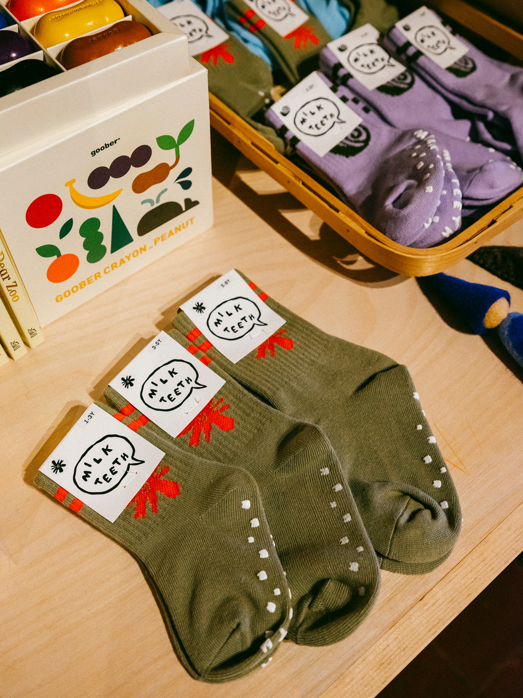 Ribbed Grip Socks | Swirl Flower