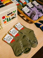 Ribbed Grip Socks | Swirl Flower