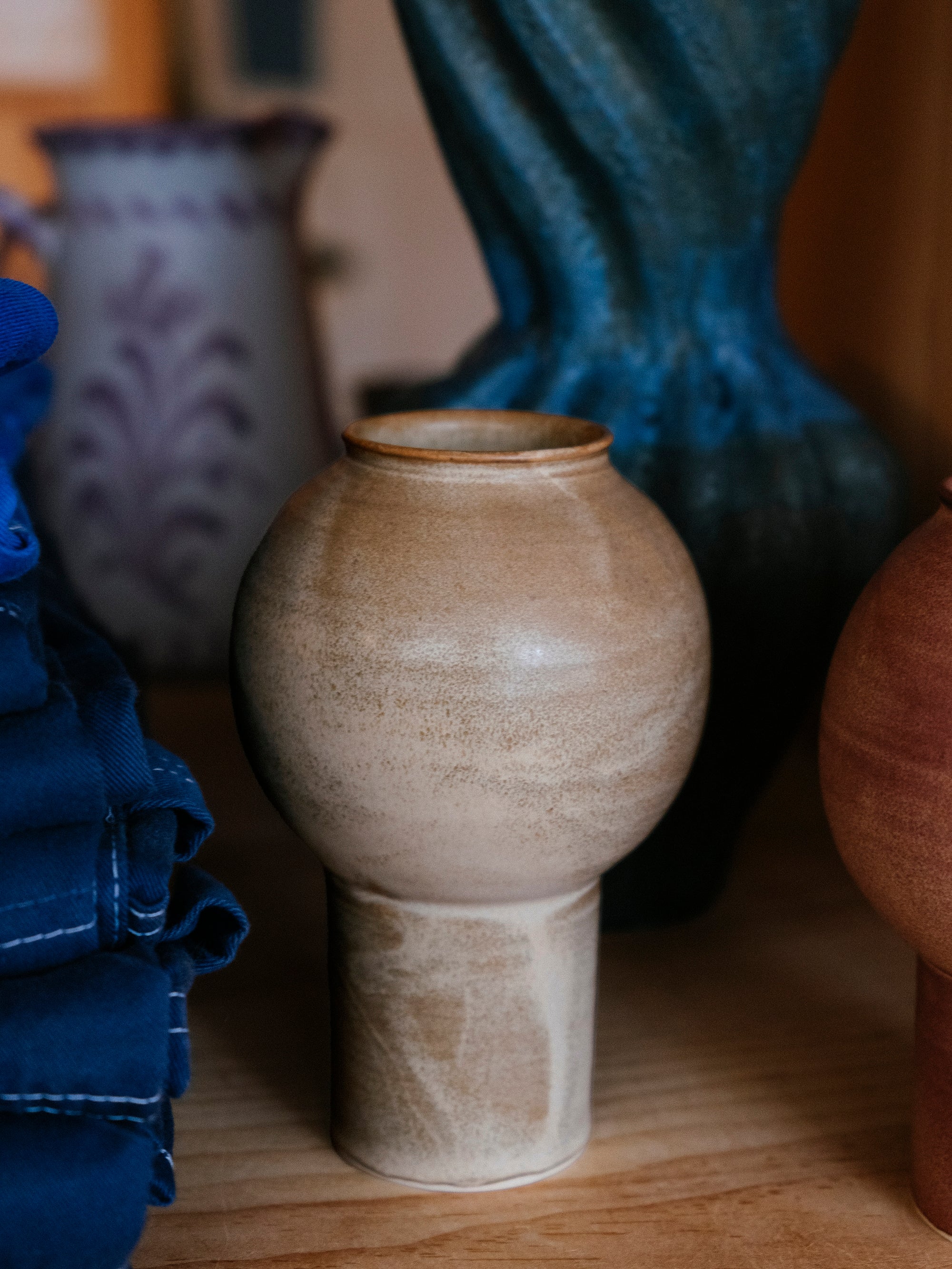 Moon Jar Pedestal Vase | Assorted Sizes + Colors