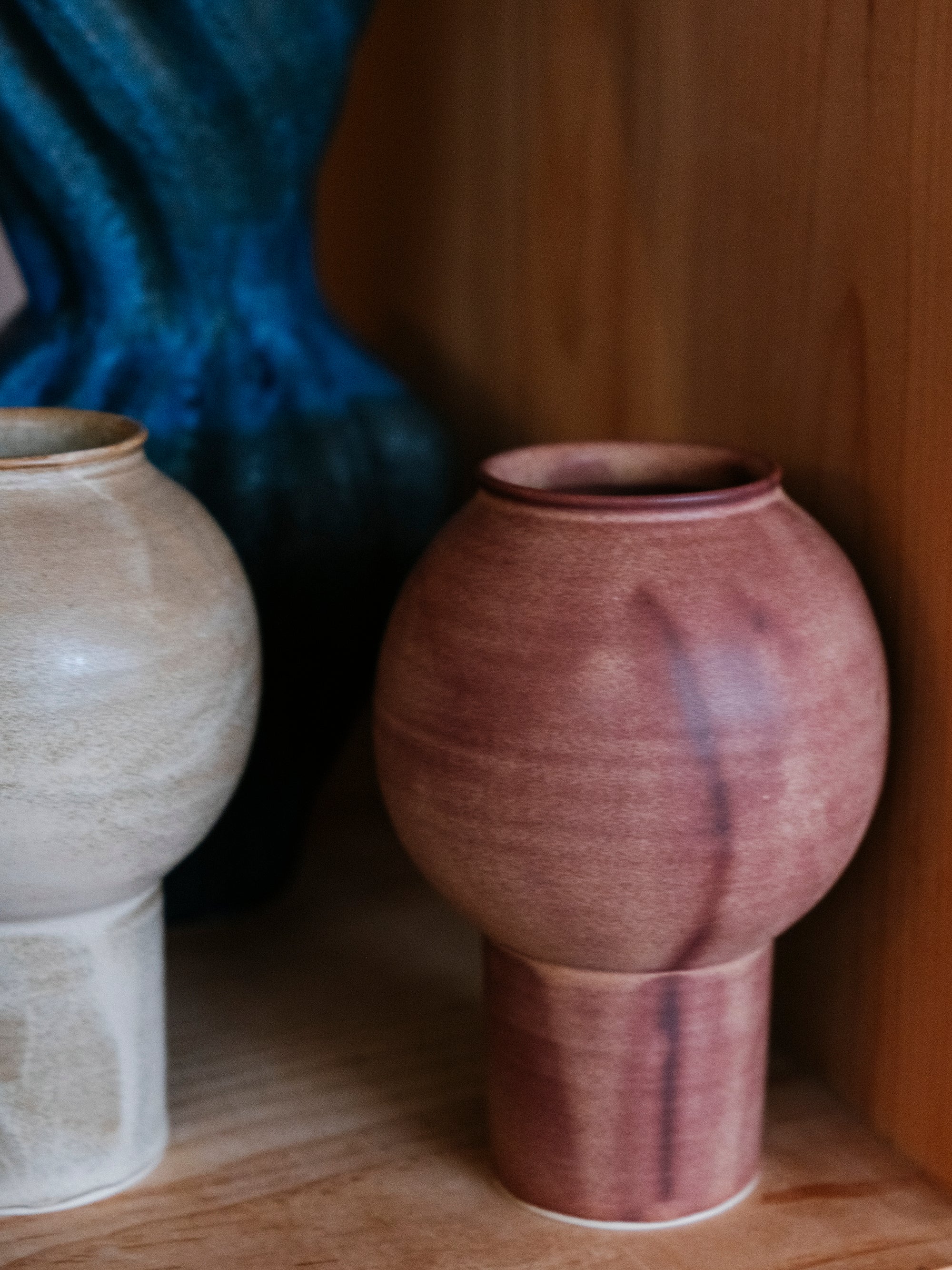 Moon Jar Pedestal Vase | Assorted Sizes + Colors