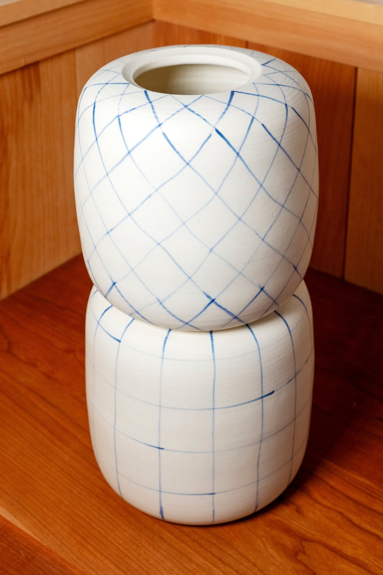 Blue and White Stacked Vase