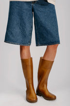 French Recycled Hemp Wellington Boots in Sepia