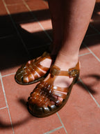 Children's French Recycled Hemp Fisherman Sandals in Sepia