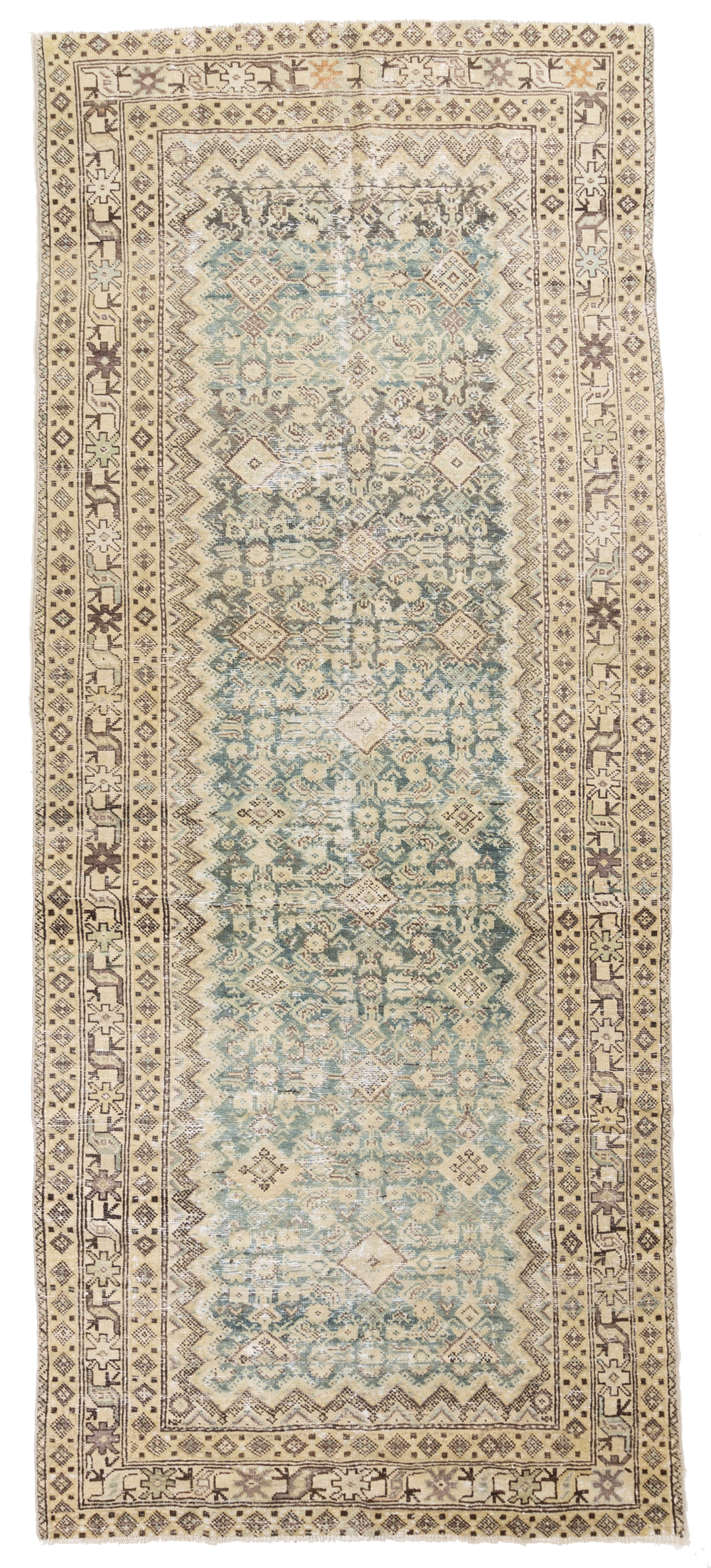 Antique Malayar Low Pile Persian Rug