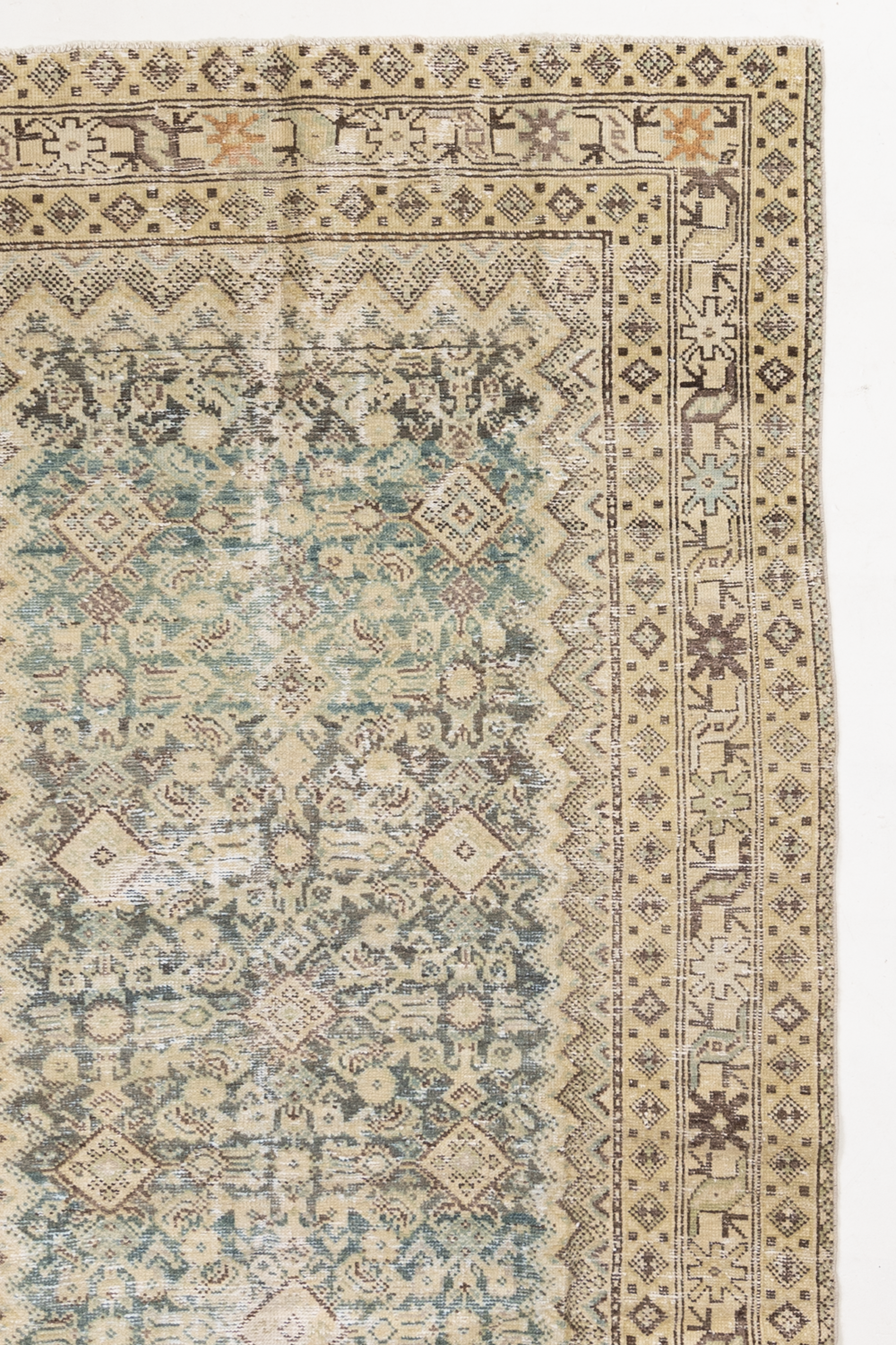 Antique Malayar Low Pile Persian Rug