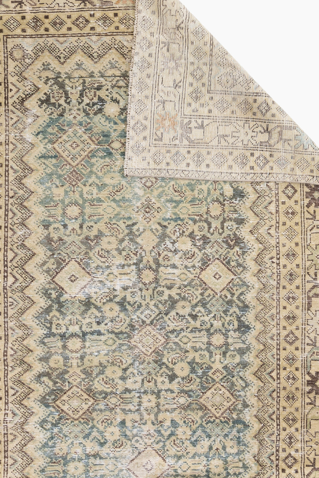 Antique Malayar Low Pile Persian Rug