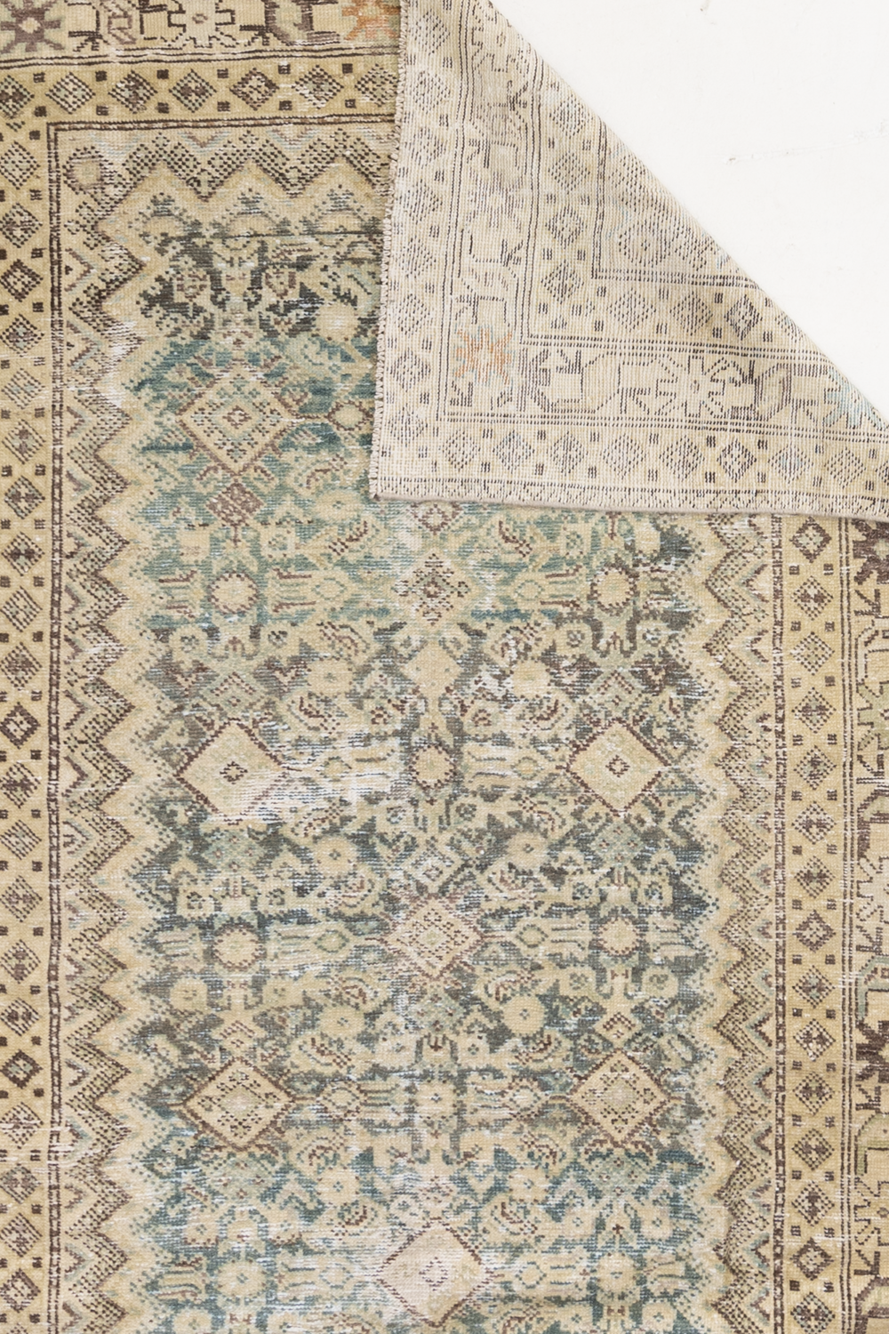 Antique Malayar Low Pile Persian Rug