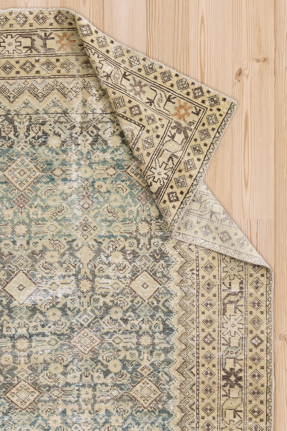 Antique Malayar Low Pile Persian Rug