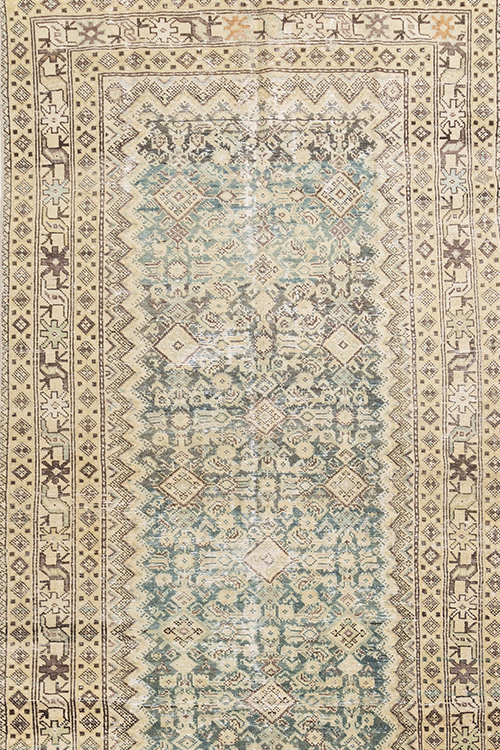 Antique Malayar Low Pile Persian Rug