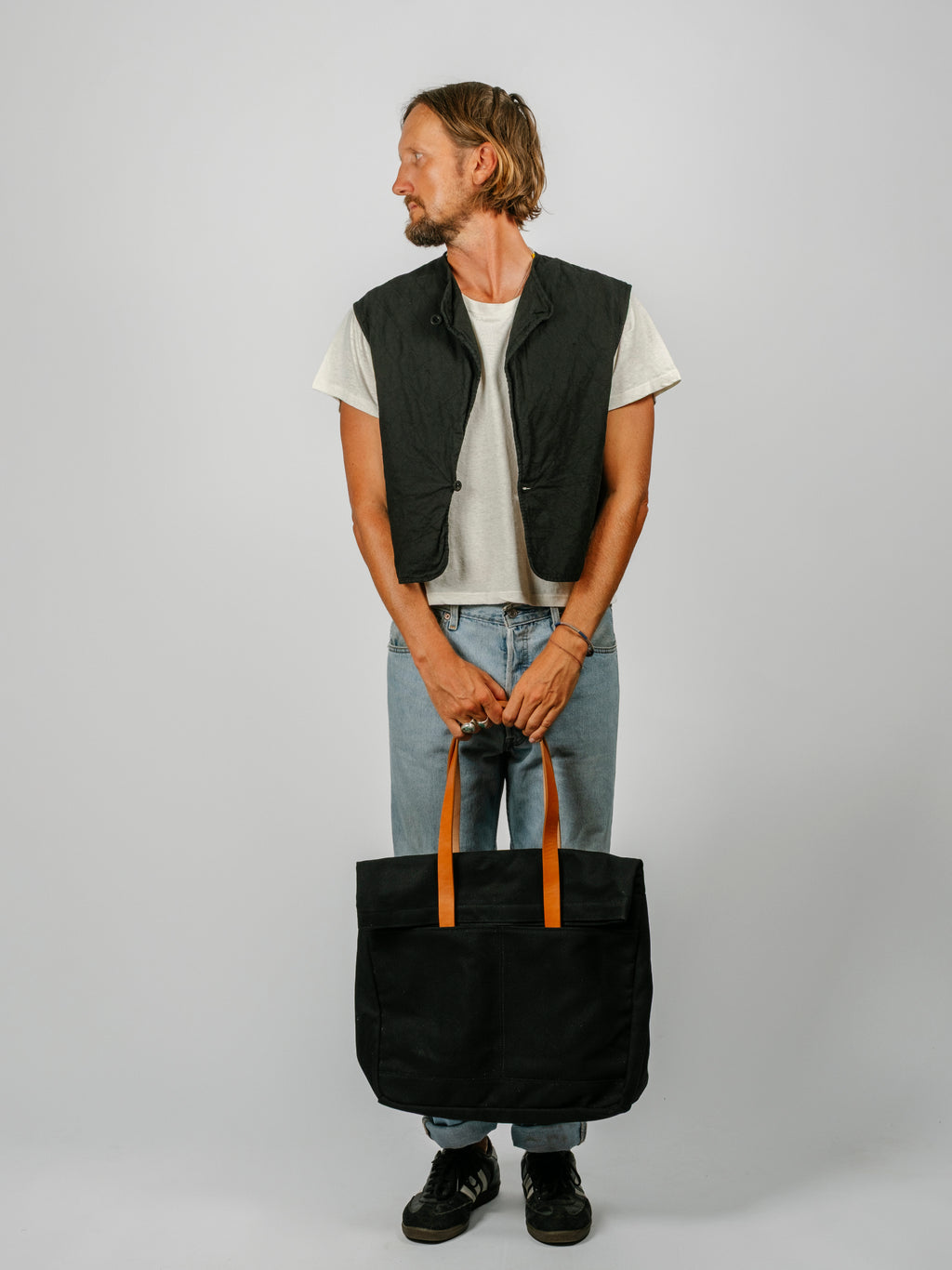 Canvas and Leather Fold Weekender | Black
