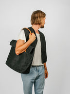 Canvas and Leather Fold Weekender | Black