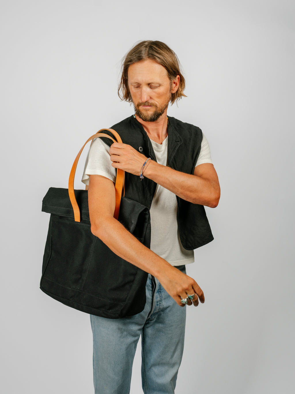 Canvas and Leather Fold Weekender | Black