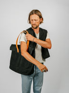 Canvas and Leather Fold Weekender | Black