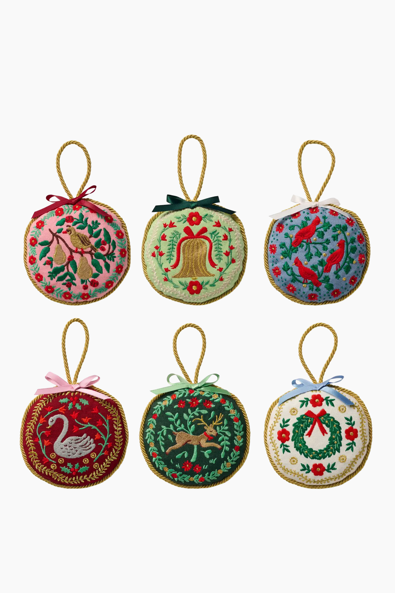 Christmastide Embroidered Ornament Set