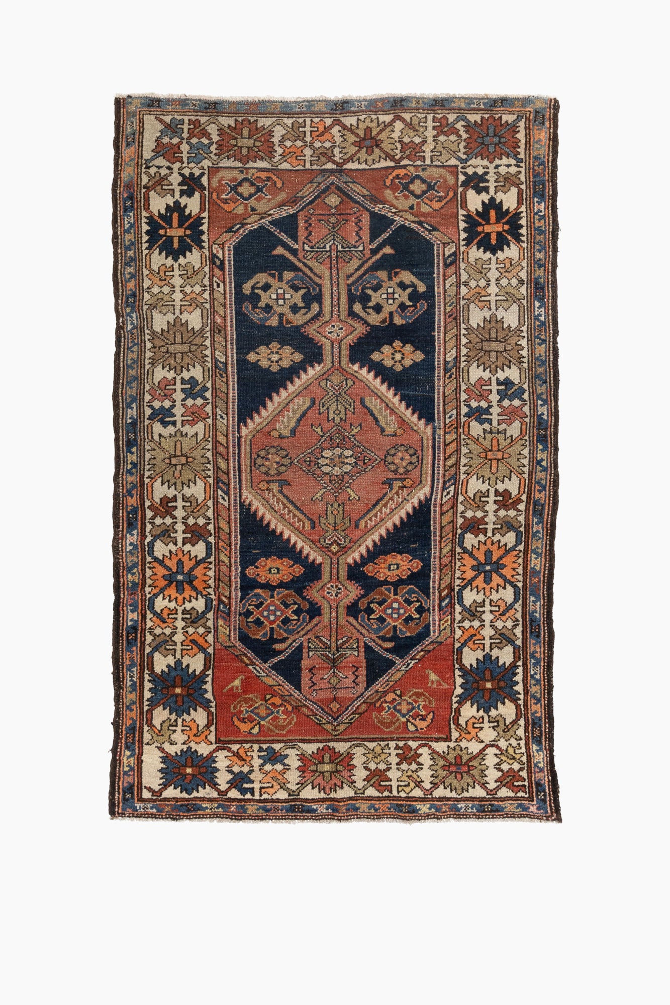 Antique Kurdish Low Pile Rug