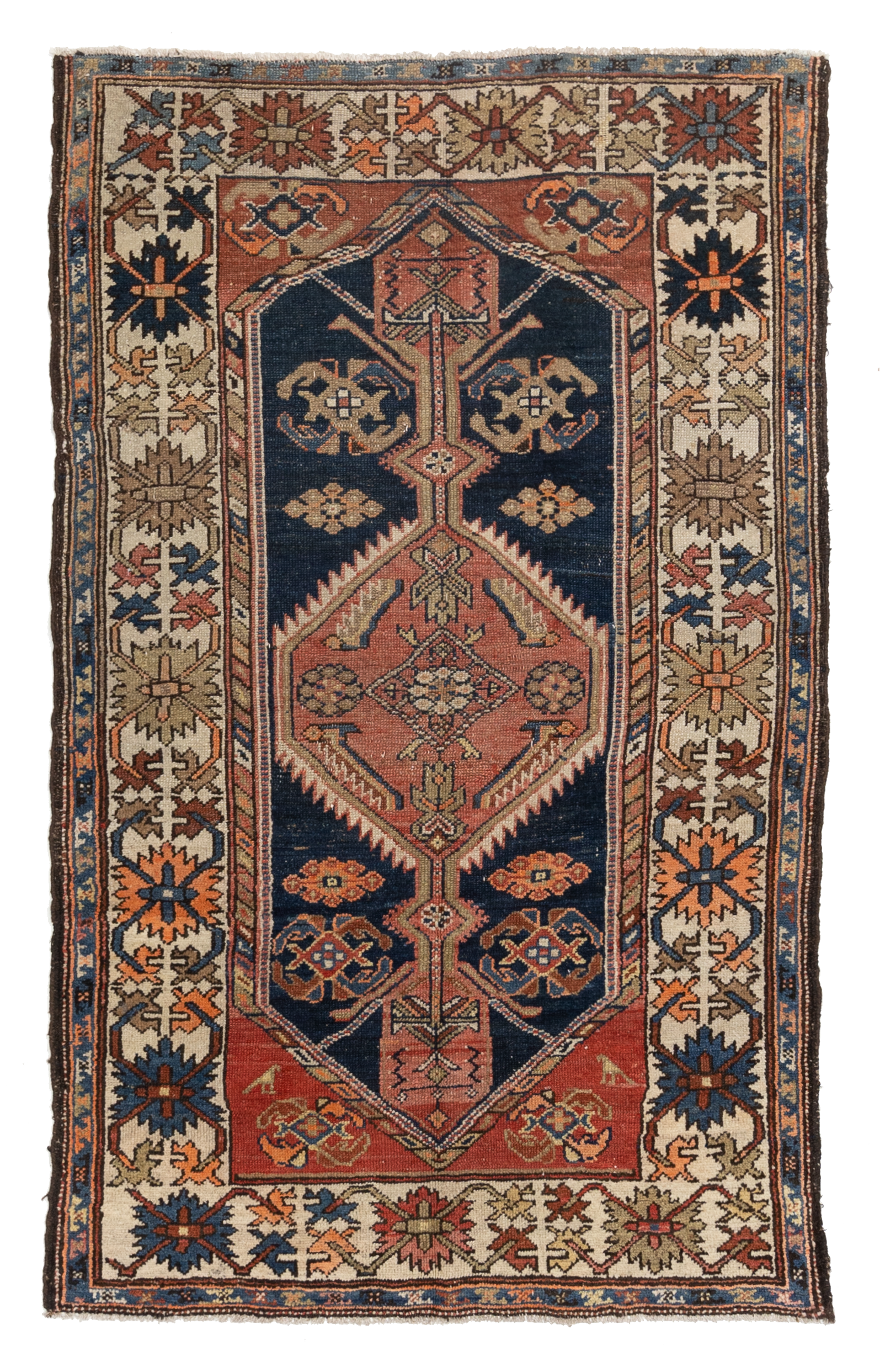 Antique Kurdish Low Pile Rug