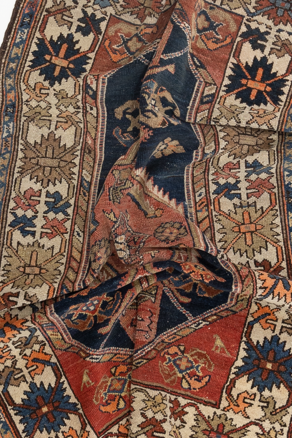 Antique Kurdish Low Pile Rug