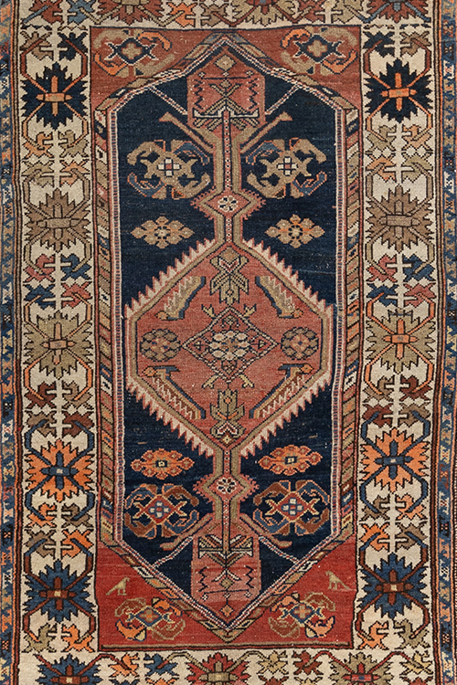 Antique Kurdish Low Pile Rug
