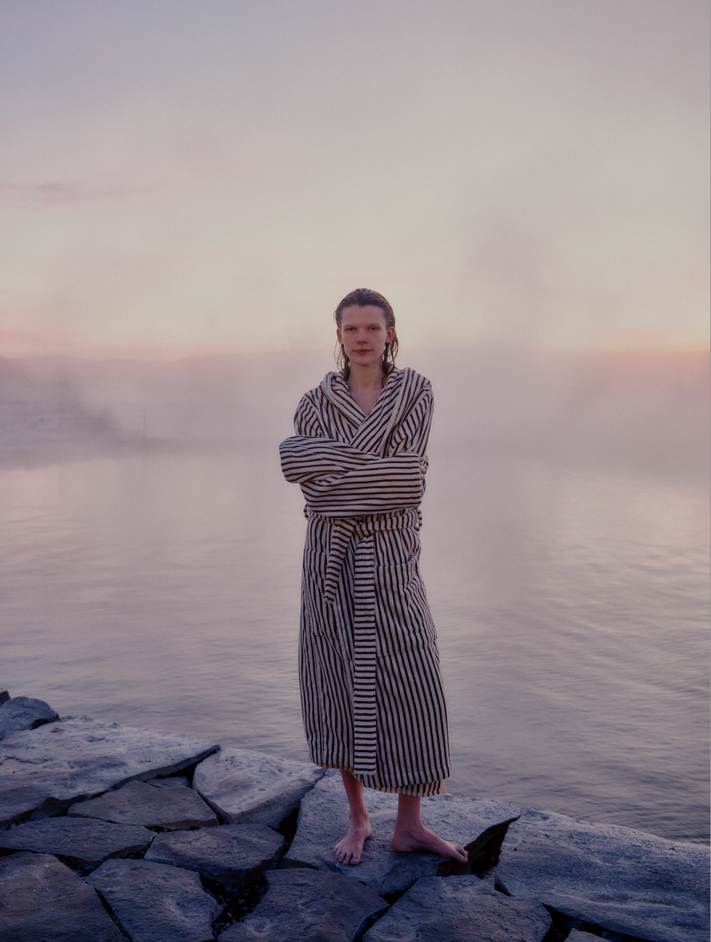 Organic Cotton Striped Bathrobe | Kodiak