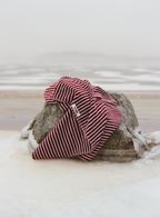 Organic Cotton Striped Towels & Bath Mat | Red & Rose