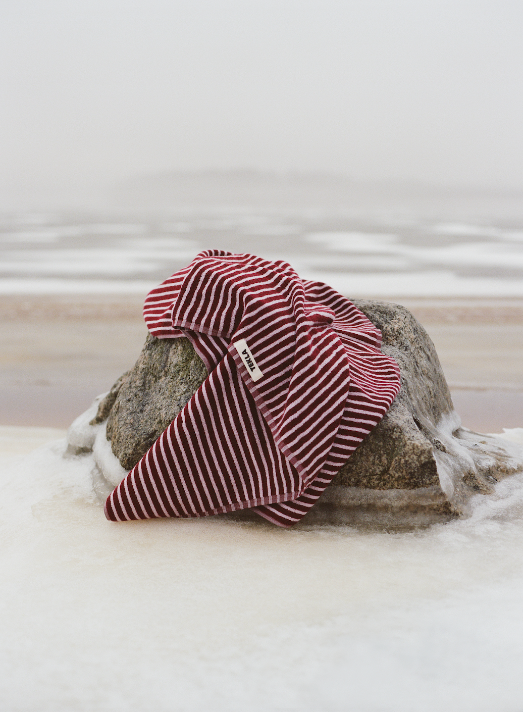 Organic Cotton Striped Towels & Bath Mat | Red & Rose