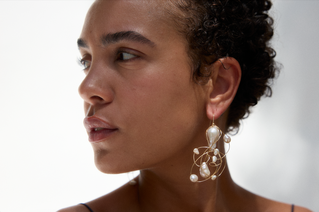 Woven Baroque Pearl Earrings