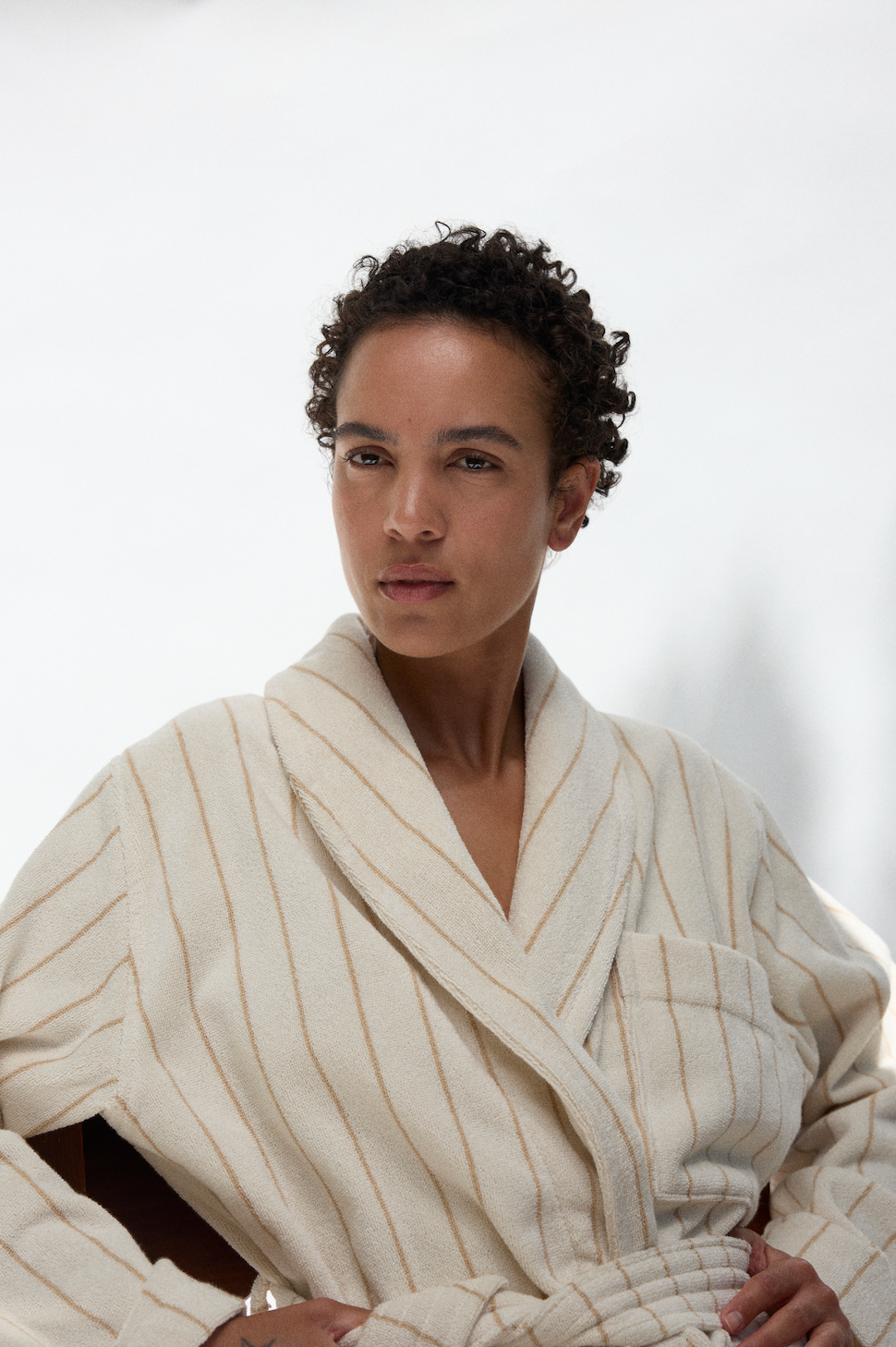 Organic Cotton Striped Bathrobe | Sienna