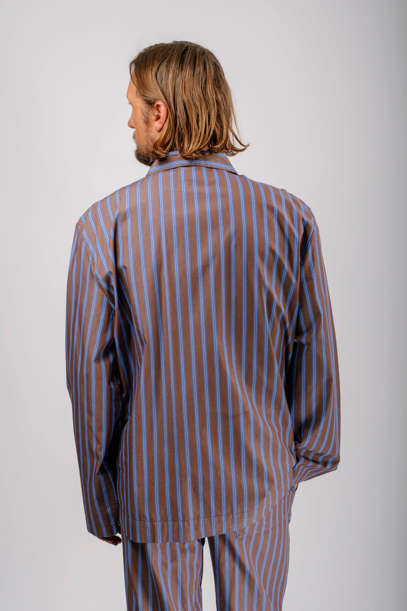 Organic Poplin Striped Sleepwear Long Sleeve Top