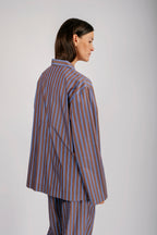 Organic Poplin Striped Sleepwear Long Sleeve Top