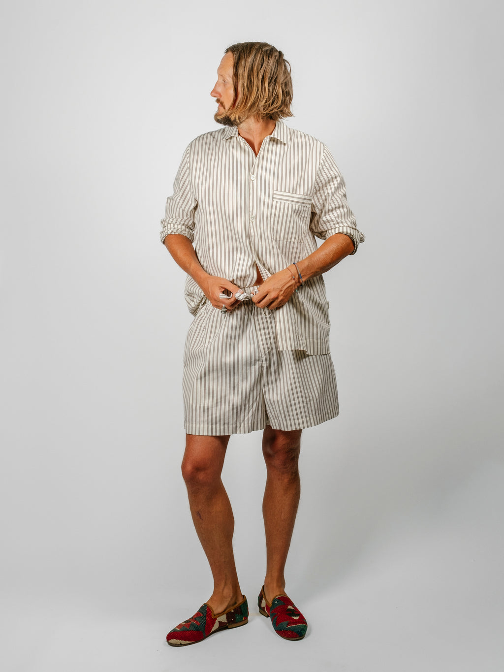 Organic Poplin Striped Sleepwear Long Sleeve Top| Hopper