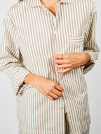 Organic Poplin Striped Sleepwear Long Sleeve Top| Hopper